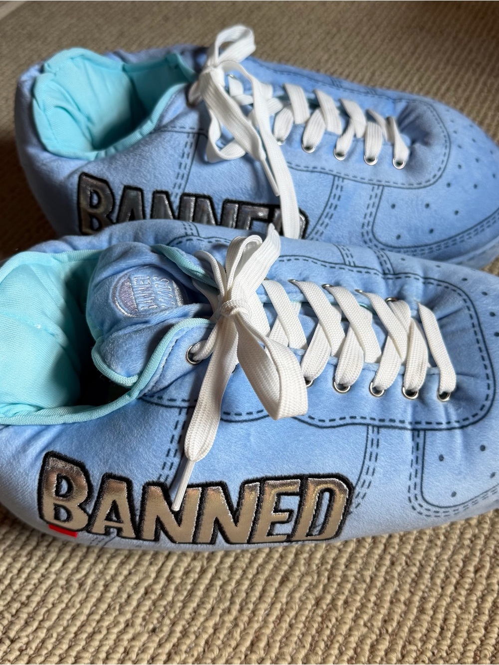 Banned Goods Blue Oversized Slippers Loungewear Unisex Adults OS